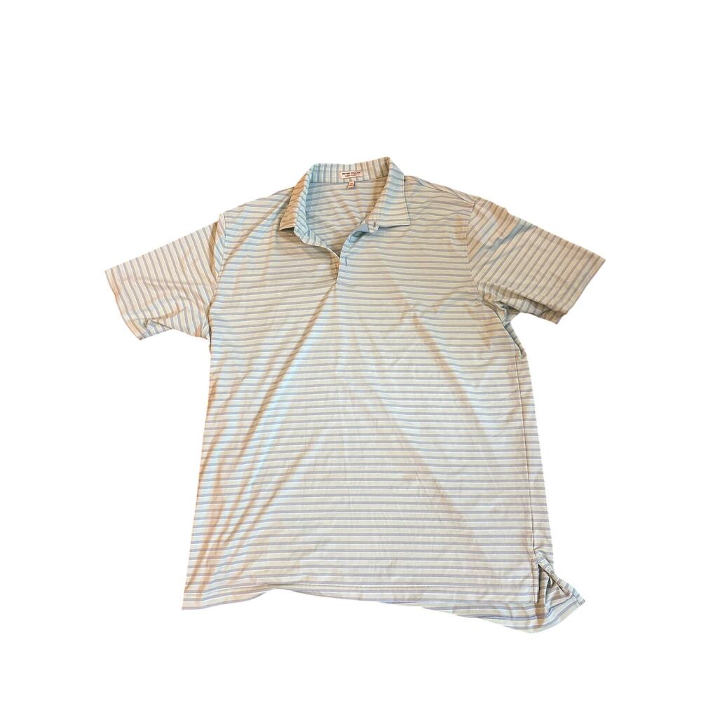 Mens XXL Peter Millar Summer Comfort Blue and Grey Striped Polo Shirt EUC